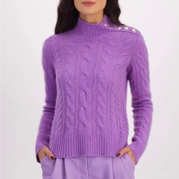 Women's 100% Cashmere Mock Neck Sweater - Picture 6 of 6